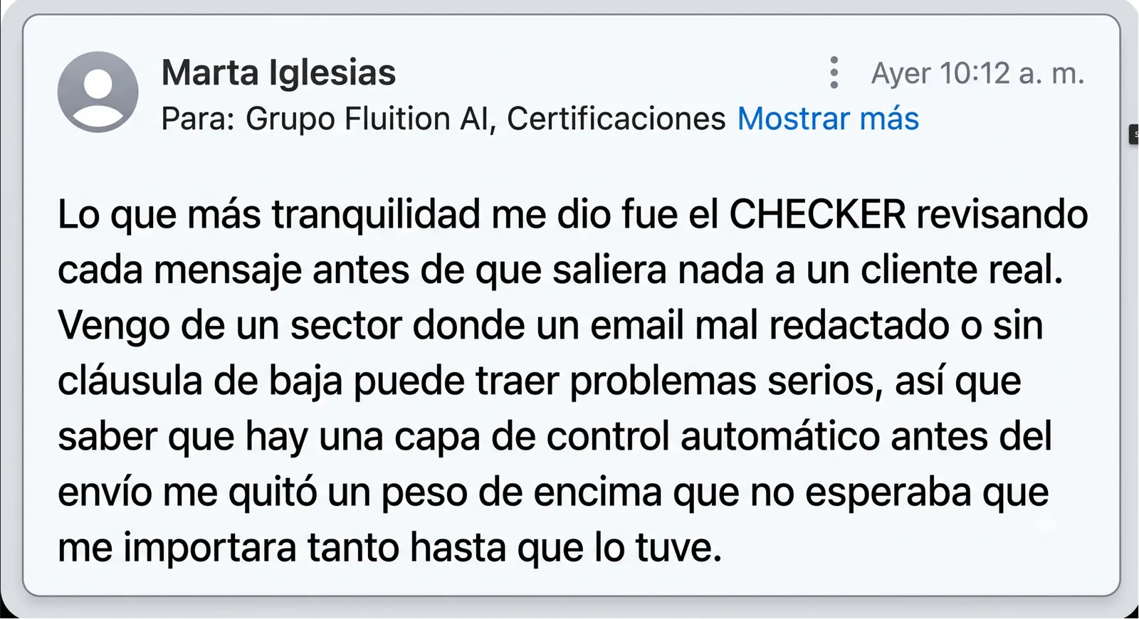 Testimonio de Marta Iglesias — Cliente de Fluition AI Agency